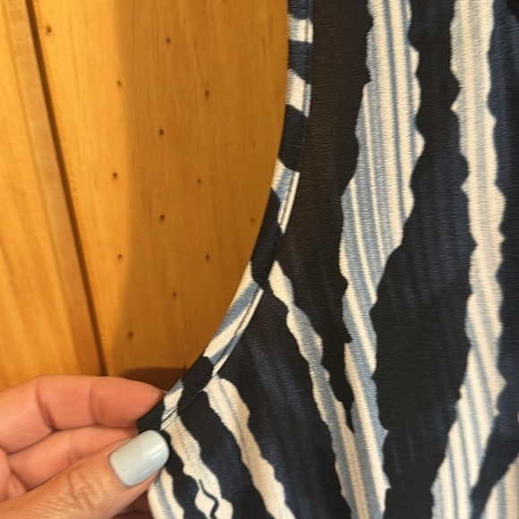 Jennie & Marlis Blue and White Zebra Print Beaded Women's Top - Picture 8 of 8